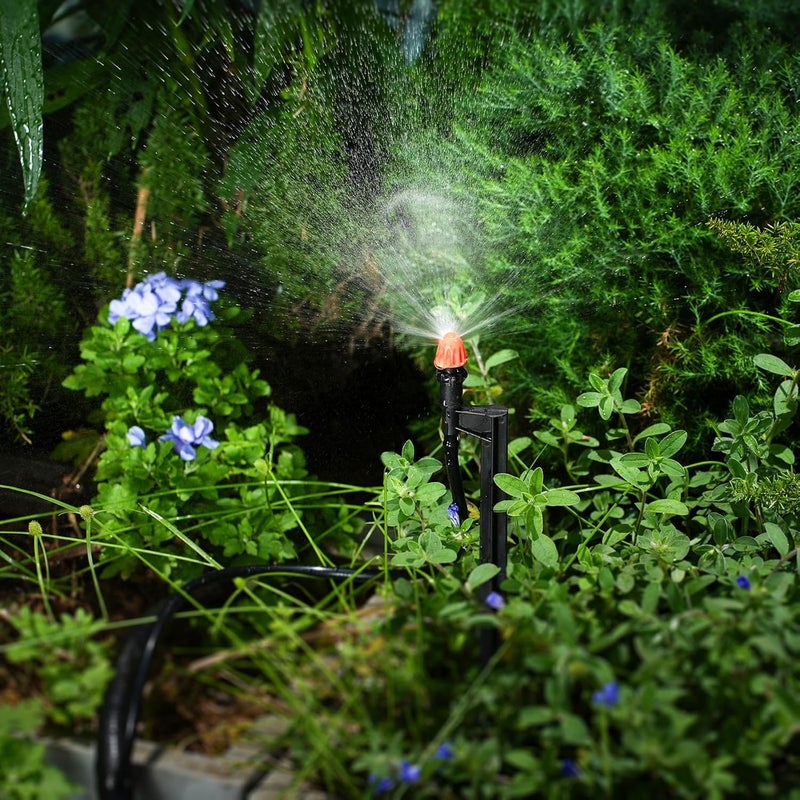 La Farah 180 Degree Irrigation Sprinkler Heads: Micro Sprinkler Nozzle on 12 Inch Stake with 1/4" Tubing - Drip Spray Emitters for Garden Irrigation System - Image 5